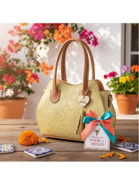 Buttery Yellow 🌻 Sunflower 🌻 Embossed Tooled Artisan LEATHER Hobo Bag Purse